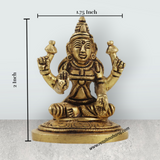 Lakshmi Idol Sitting On Base - 2 x 1.75 Inches | Antique Brass Idol/ Laxmi Statue for Pooja - Retail Maharaj