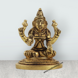 Lakshmi Idol Sitting On Base - 2 x 1.75 Inches | Antique Brass Idol/ Laxmi Statue for Pooja - Retail Maharaj