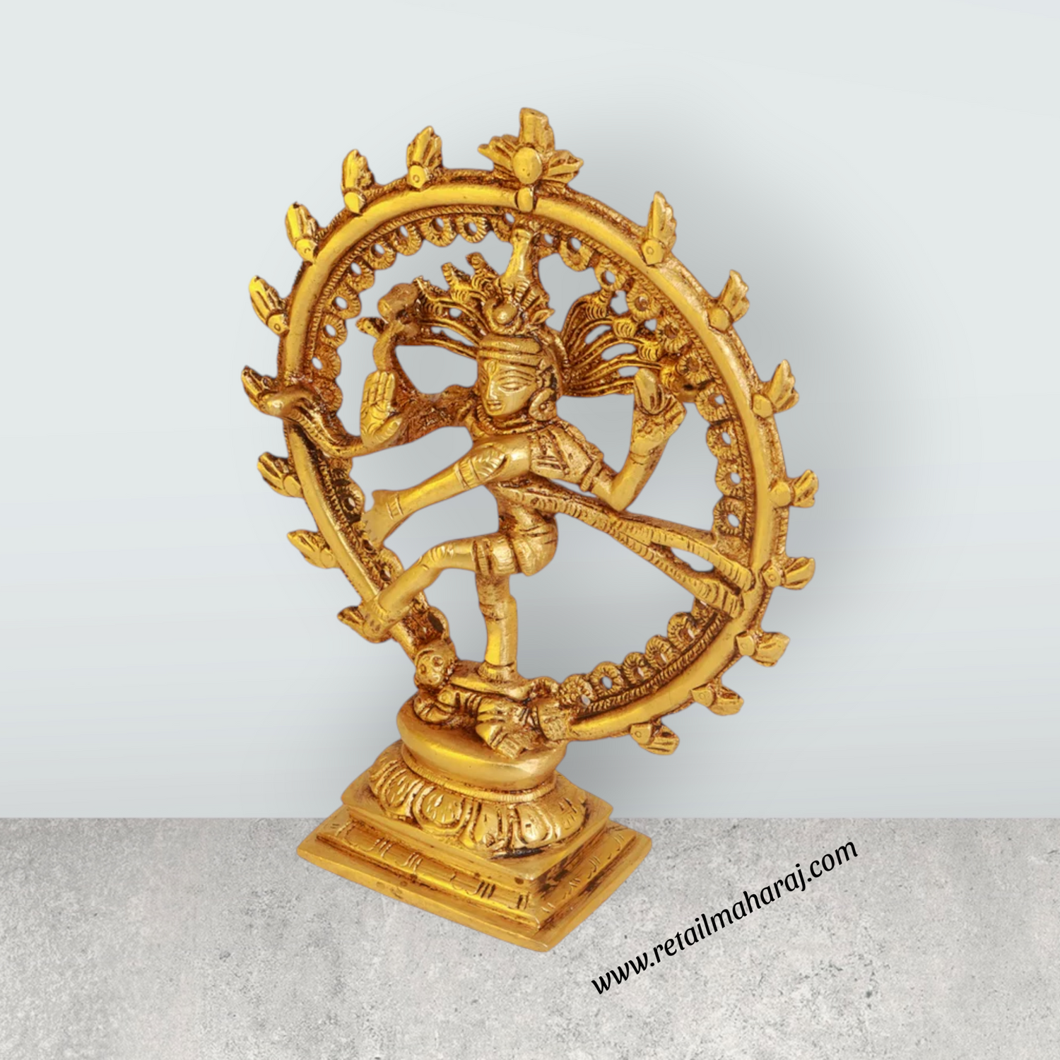 Natraj Statue Standing On Base - 6.5 x 5.5 Inches | Antique Brass Idol/ Natraja Murti for Pooja