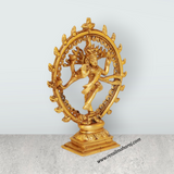 Natraj Statue Standing On Base - 6.5 x 5.5 Inches | Antique Brass Idol/ Natraja Murti for Pooja