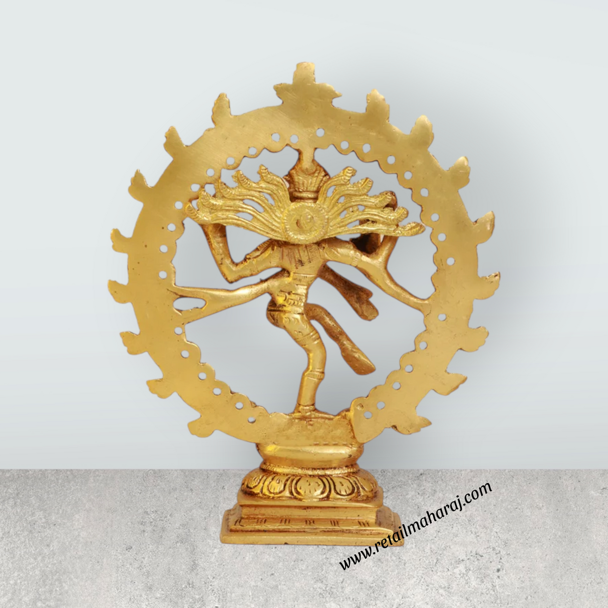 Natraj Statue Standing On Base - 6.5 x 5.5 Inches | Antique Brass Idol/ Natraja Murti for Pooja