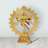 Natraj Statue Standing On Base - 6.5 x 5.5 Inches | Antique Brass Idol/ Natraja Murti for Pooja