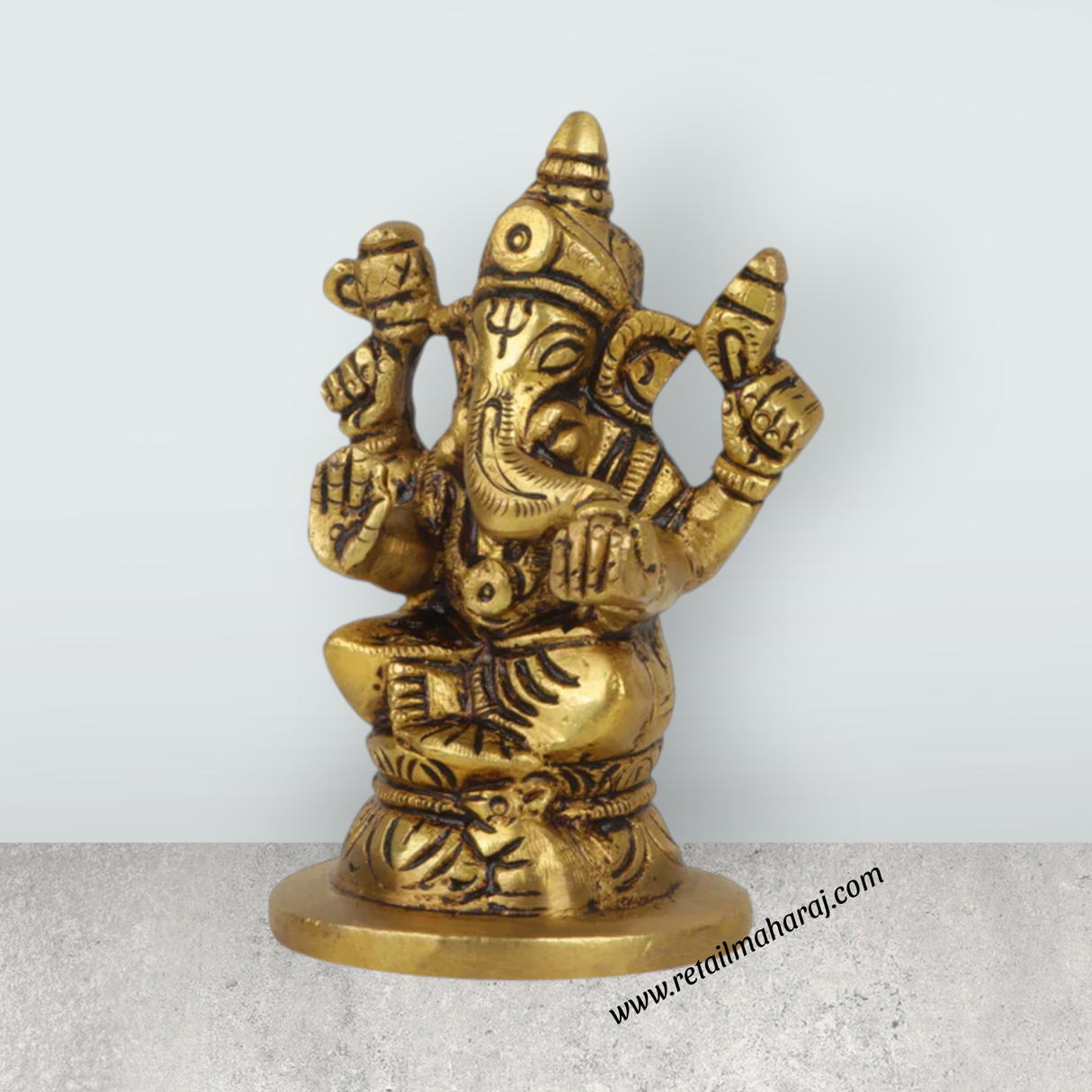 Ganesh Murti - Oval - 3 Inches | Antique Statue / Vinayagar Statue/ Ganesha Idol for Pooja - Retail Maharaj