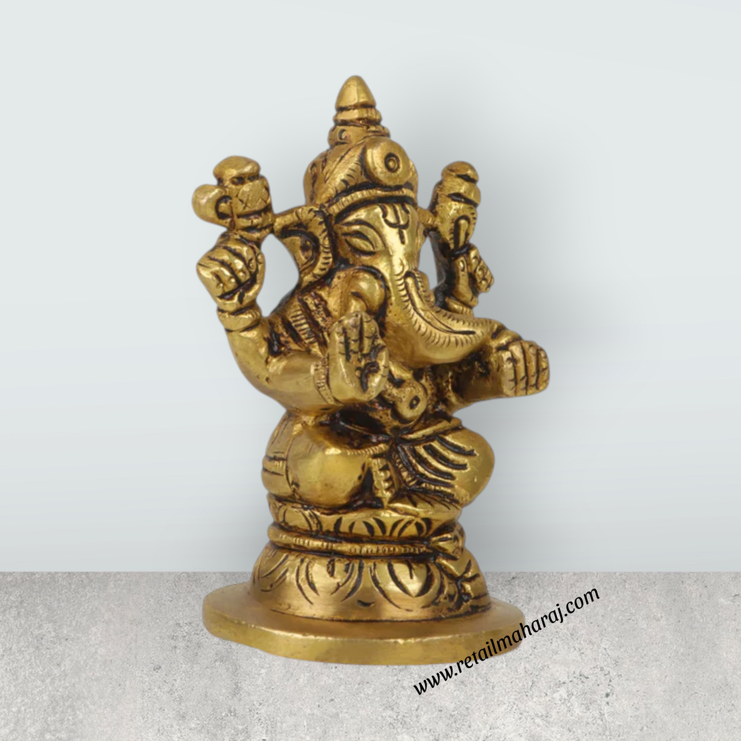 Ganesh Murti - Oval - 3 Inches | Antique Statue / Vinayagar Statue/ Ganesha Idol for Pooja - Retail Maharaj