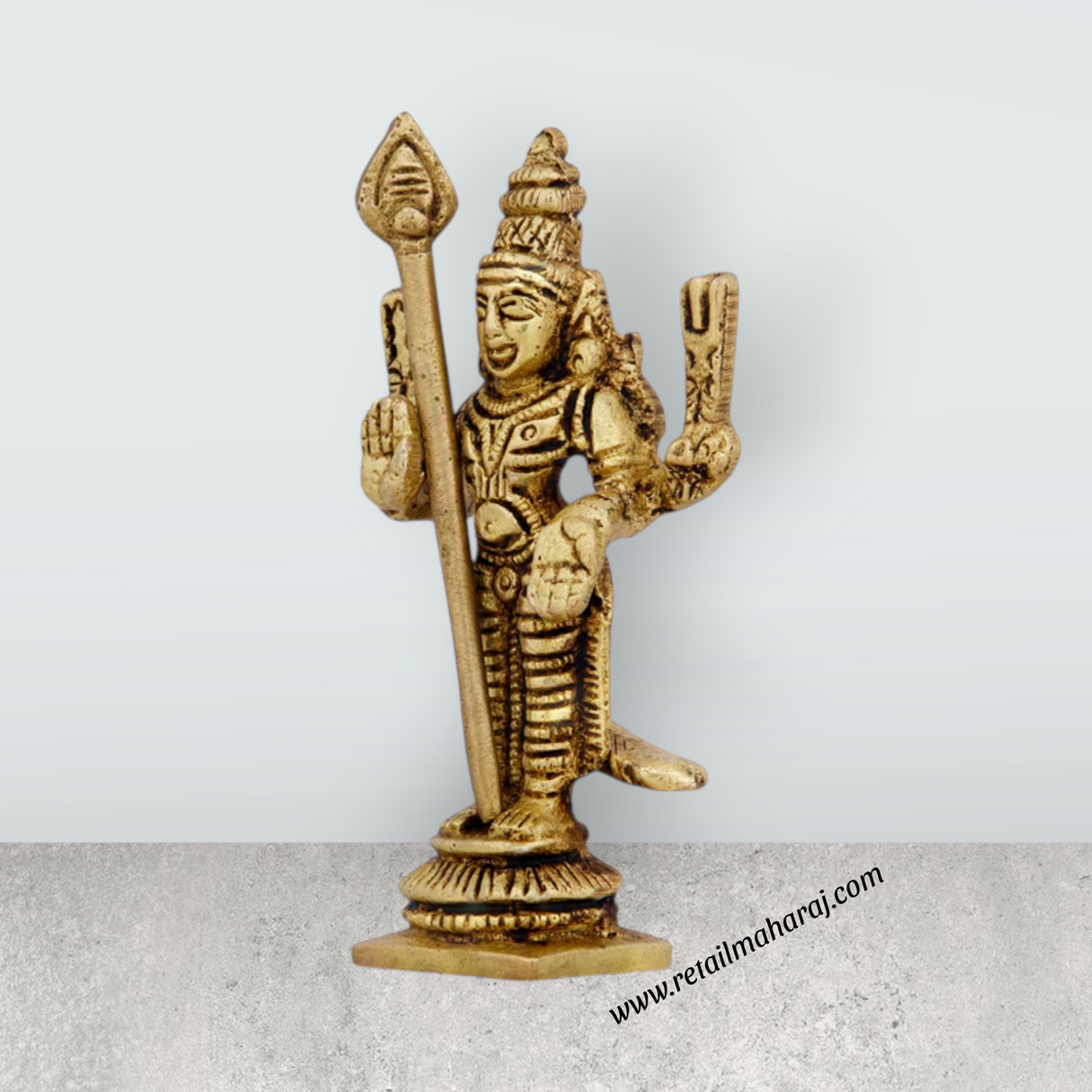 Mayil Murugan Statue - 3.25 x 2 Inches | Antique Brass Statue/ Peacock Murugan Silai for Pooja/ 155 Gms Approx - Retail Maharaj