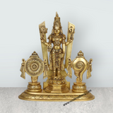 Balaji Murti - 13 Inches | Balaji Statue/ Antique Brass Statue/ Namam Shank Chakra Balaji Idol for Pooja - Retail Maharaj