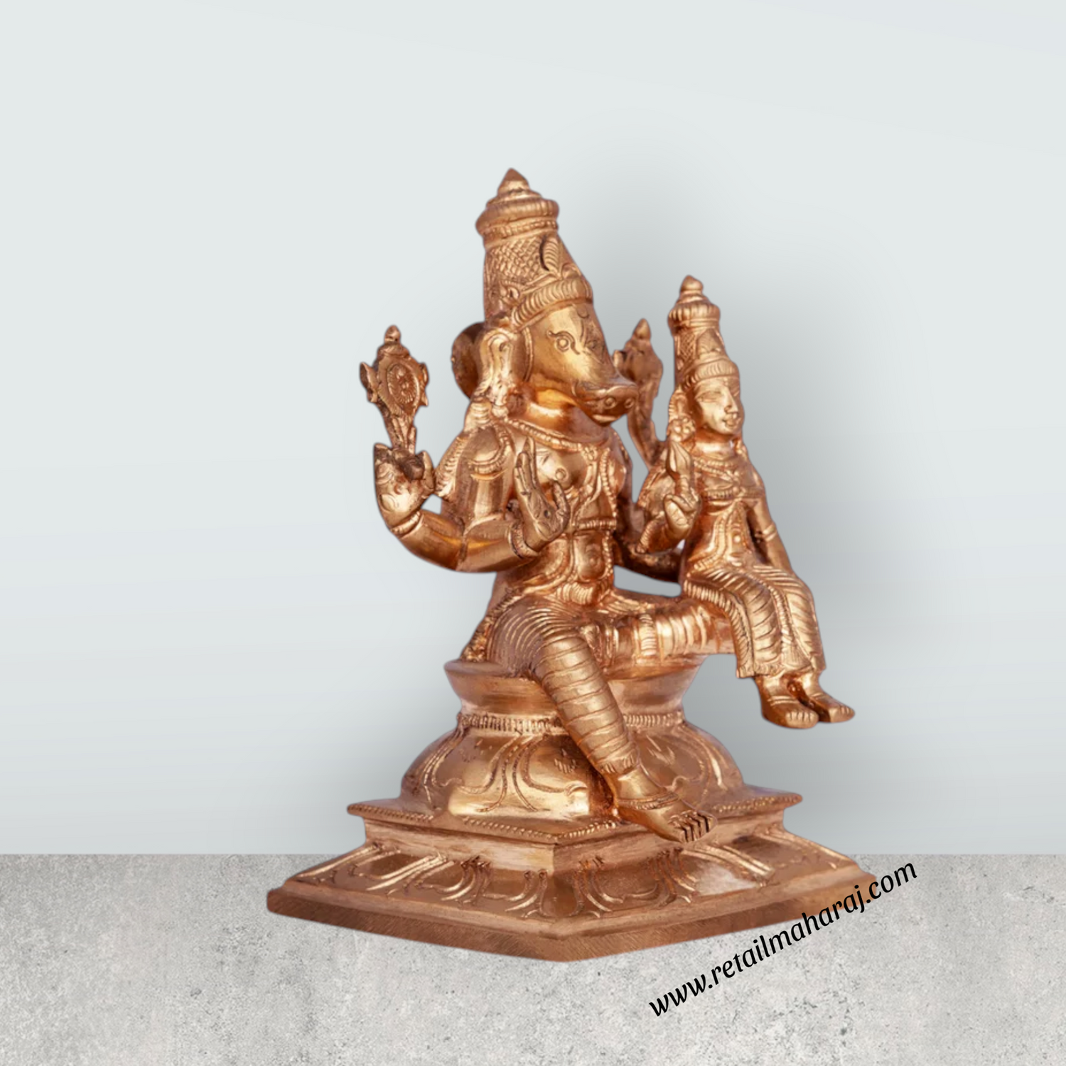 Lakshmi Varahar Murti - 6 x 4 Inches | Panchaloha Idol / Varaha Swamy Statue / Laxmi Varahar for Pooja - Retail Maharaj