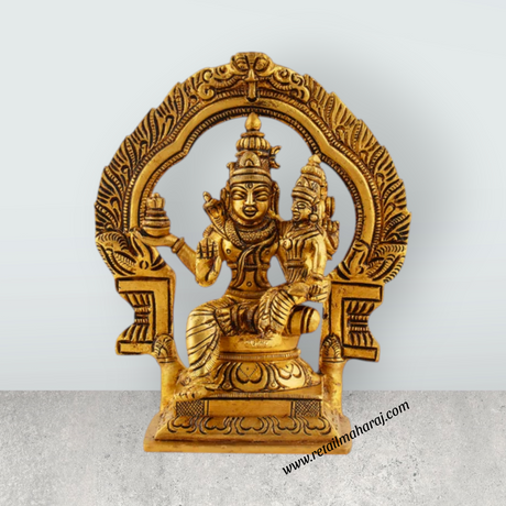 Swarna Akarshana Bhairava Statue with Arch - 6 x 5 Inches | Kaal Bhairav Murti/ Brass Idol for Pooja/ 1.215 Kgs Approx - Retail Maharaj