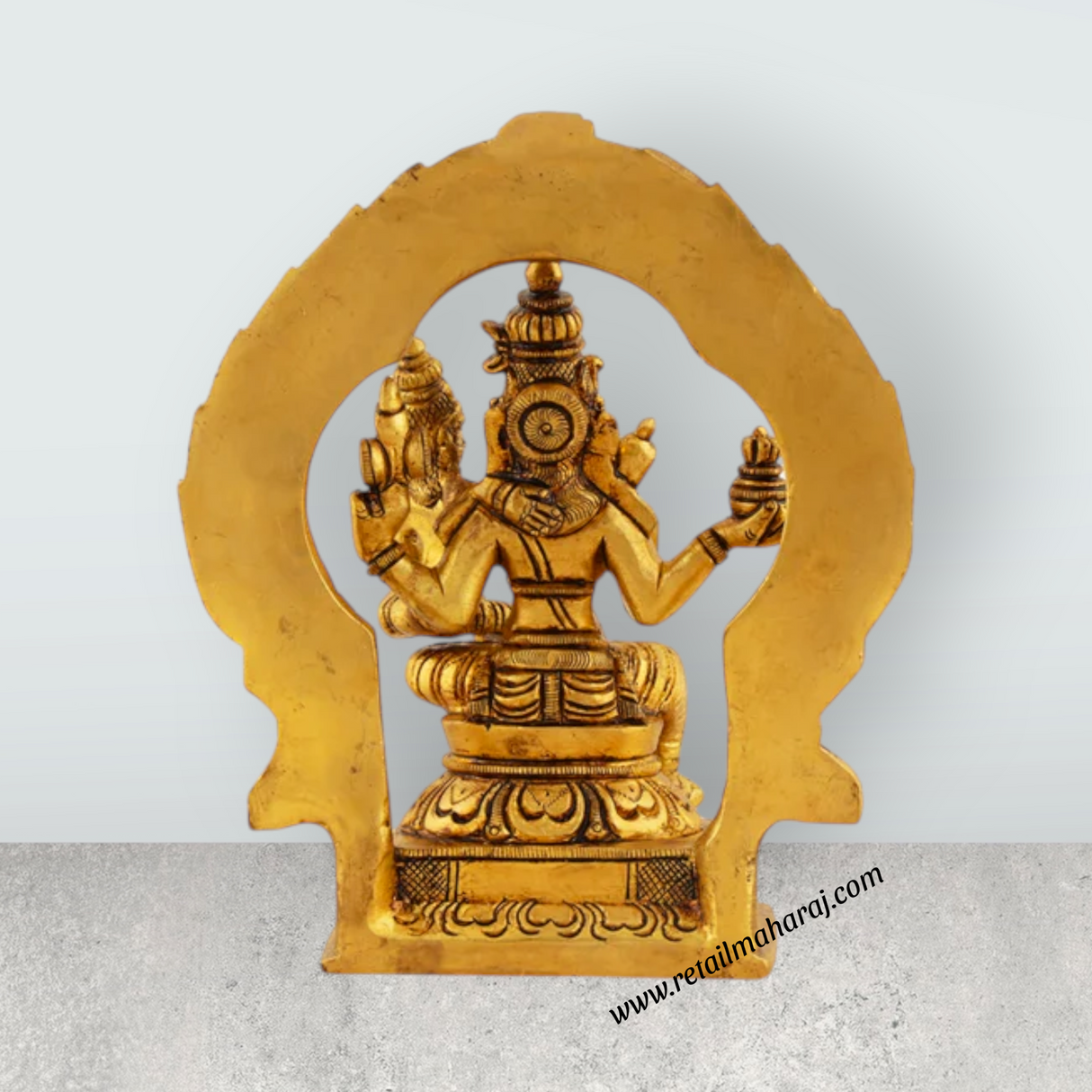 Swarna Akarshana Bhairava Statue with Arch - 6 x 5 Inches | Kaal Bhairav Murti/ Brass Idol for Pooja/ 1.215 Kgs Approx - Retail Maharaj
