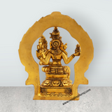 Swarna Akarshana Bhairava Statue with Arch - 6 x 5 Inches | Kaal Bhairav Murti/ Brass Idol for Pooja/ 1.215 Kgs Approx - Retail Maharaj
