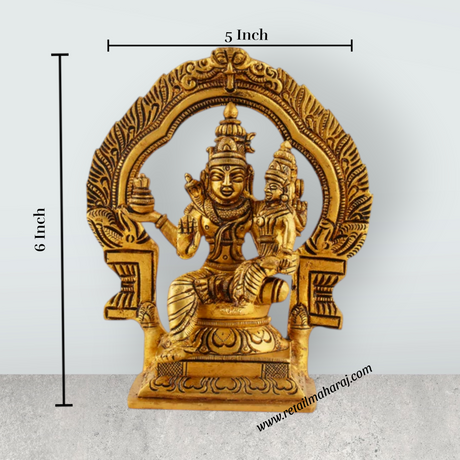Swarna Akarshana Bhairava Statue with Arch - 6 x 5 Inches | Kaal Bhairav Murti/ Brass Idol for Pooja/ 1.215 Kgs Approx - Retail Maharaj