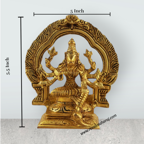 Varahi Amman Statue - 5.5 Inches | Varahi Idol/ Antique Brass Statue/ Varahi with Arch Idol for Pooja - Retail Maharaj