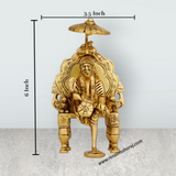 Saibaba Statue Sitting On Sinhasan - 6 x 3.5 Inches | Antique Brass Idol/ Sai Baba Vigraham for Pooja