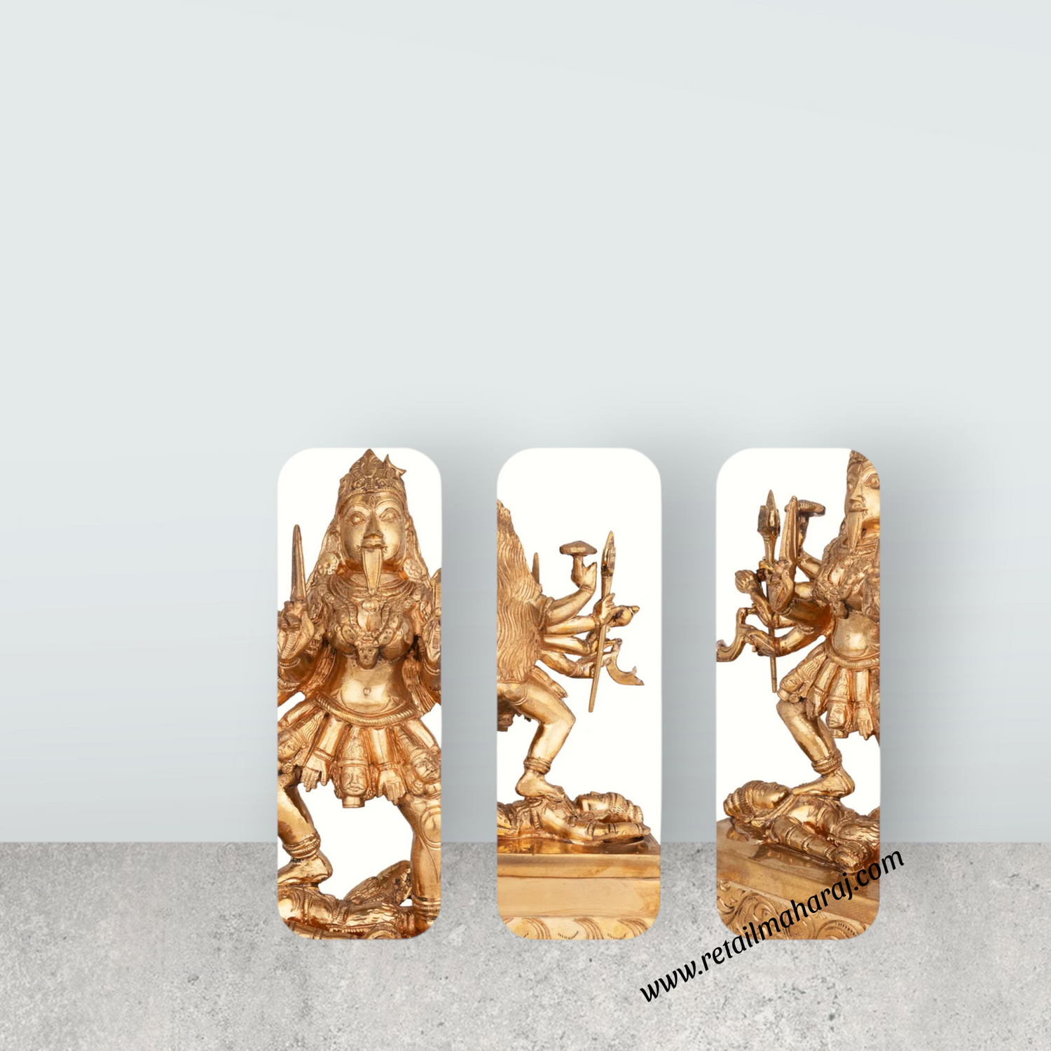 Goddess Kali With Base Murti - 10 x 7.5 Inches | Panchaloha Idol / Kali Statue / Kali Devi for Worship - Retail Maharaj