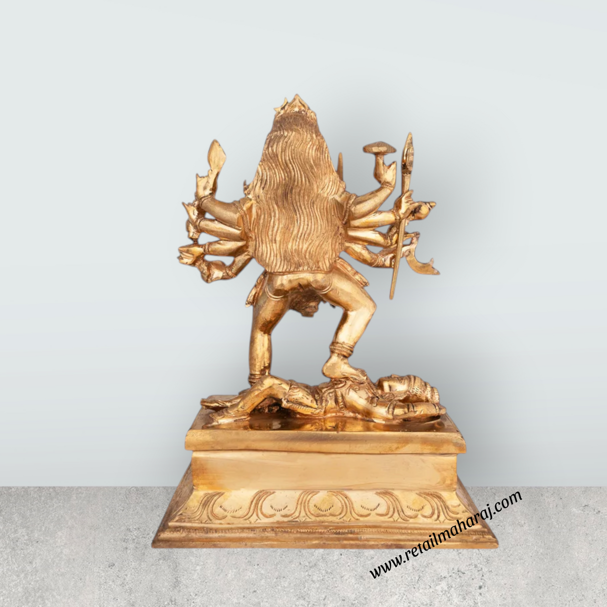Goddess Kali With Base Murti - 10 x 7.5 Inches | Panchaloha Idol / Kali Statue / Kali Devi for Worship - Retail Maharaj
