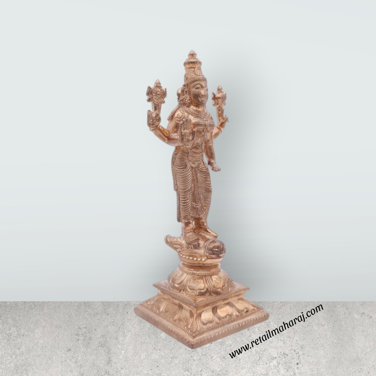 Vishnu Durga Statue Standing On Base - 6.5 x 2.5 Inches | Panchaloha Idol / Vishnu Durga Idol for Pooja - Retail Maharaj