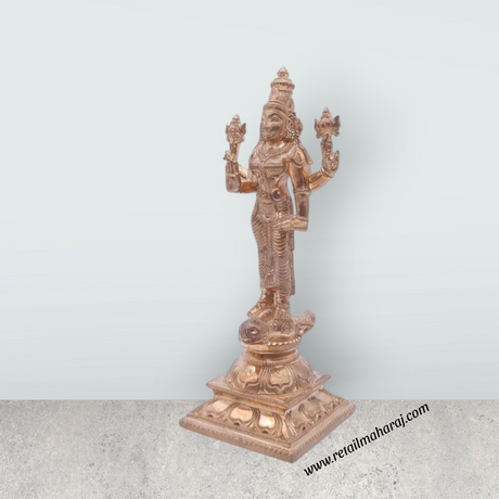 Vishnu Durga Statue Standing On Base - 6.5 x 2.5 Inches | Panchaloha Idol / Vishnu Durga Idol for Pooja - Retail Maharaj