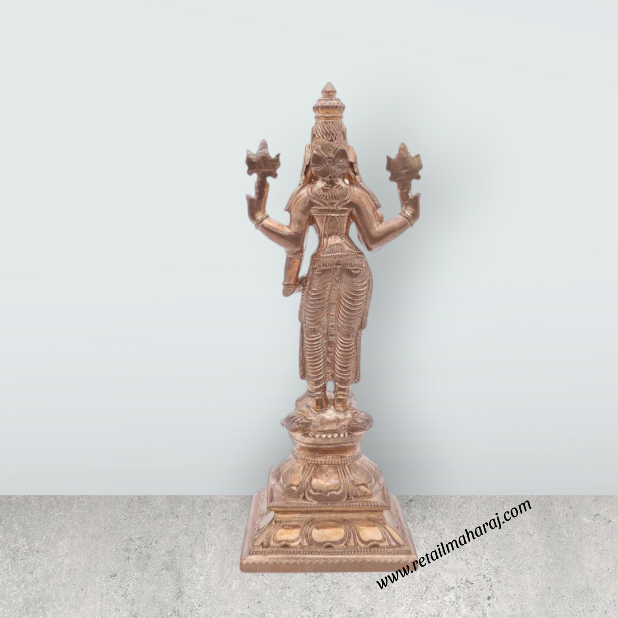 Vishnu Durga Statue Standing On Base - 6.5 x 2.5 Inches | Panchaloha Idol / Vishnu Durga Idol for Pooja - Retail Maharaj