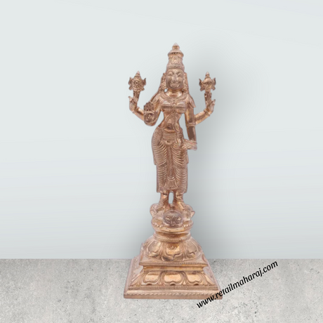 Vishnu Durga Statue Standing On Base - 6.5 x 2.5 Inches | Panchaloha Idol / Vishnu Durga Idol for Pooja - Retail Maharaj