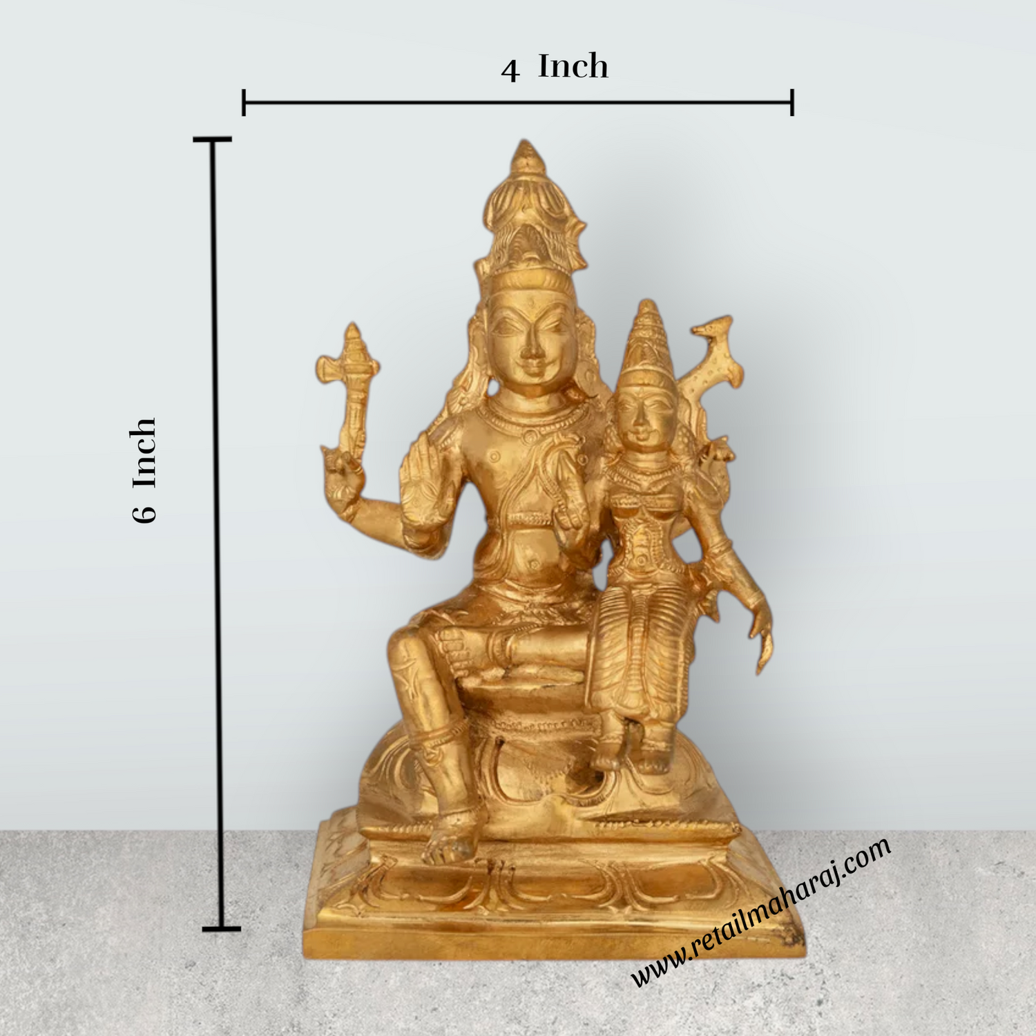 Uma Maheshwarar - 6 x 4 Inches | Panchaloha Idol / Shiv Parvati Murti / Shivan Parvati Statue for Pooja - Retail Maharaj