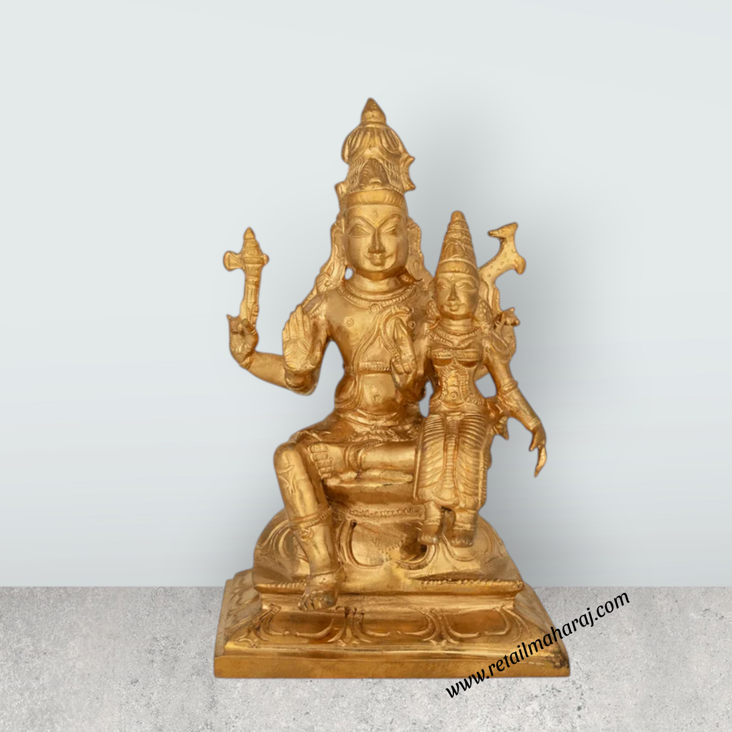 Uma Maheshwarar - 6 x 4 Inches | Panchaloha Idol / Shiv Parvati Murti / Shivan Parvati Statue for Pooja - Retail Maharaj