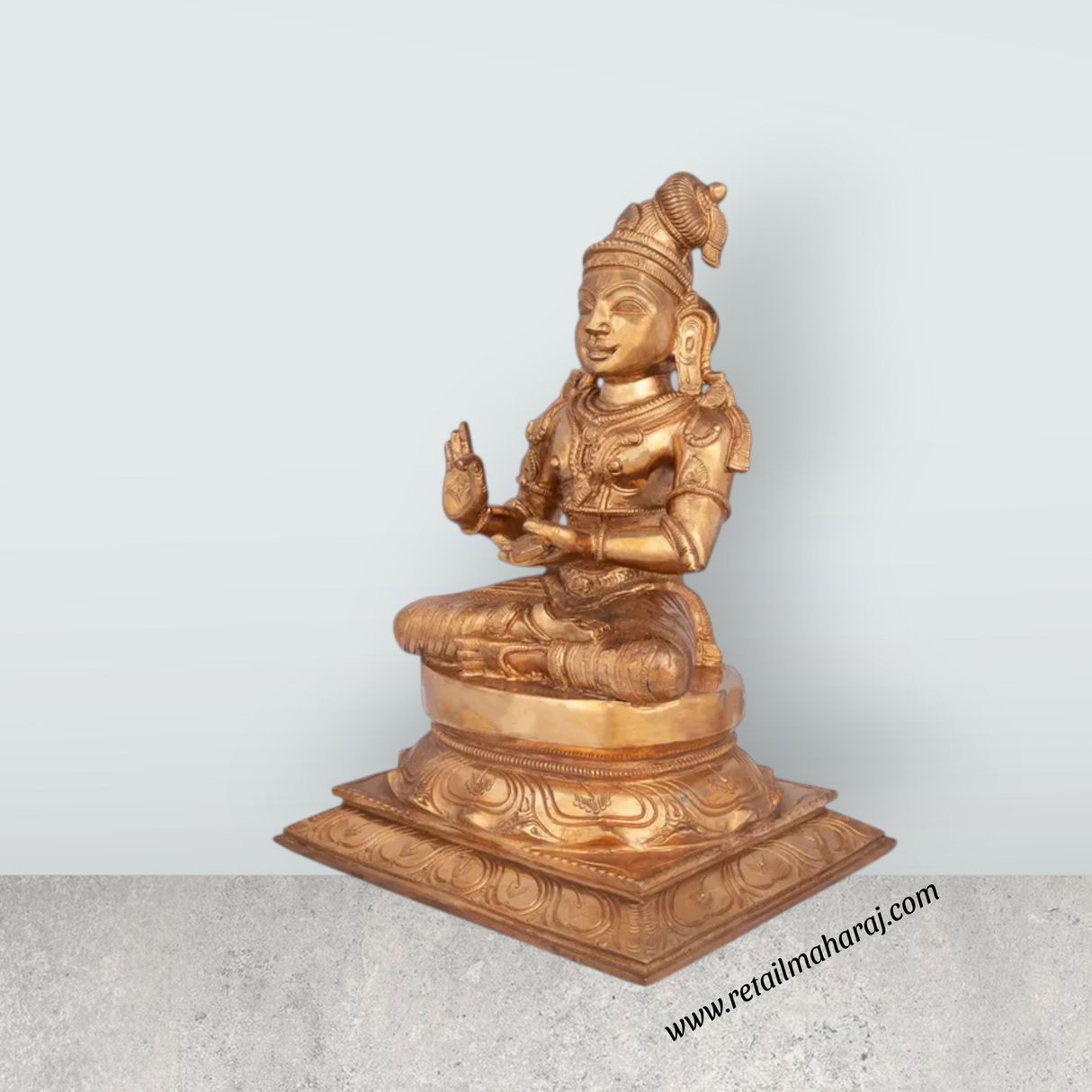 Nammazhwar Sitting on Base Murti- 12 x 9.5 Inches| Panchaloha Idol/ Nammazhwar Statue/ Nammalvar Idol for Pooja - Retail Maharaj