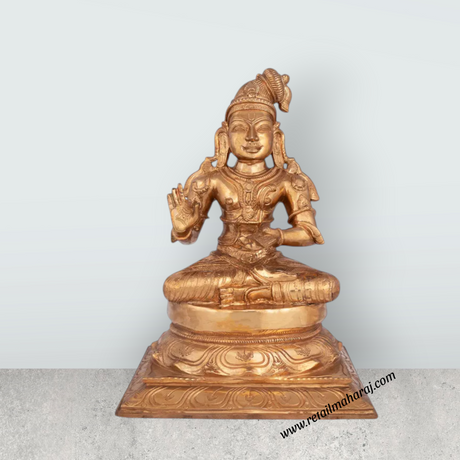 Nammazhwar Sitting on Base Murti- 12 x 9.5 Inches| Panchaloha Idol/ Nammazhwar Statue/ Nammalvar Idol for Pooja - Retail Maharaj