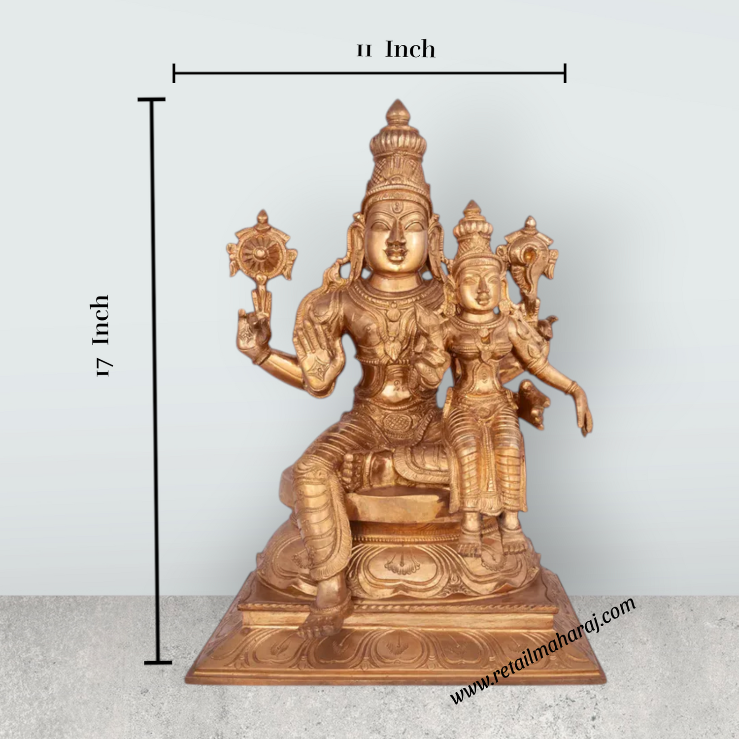 Lakshmi Narayanan Murti - 17 x 11 Inches | Panchaloham Statue / Laxmi Narayanan Idol / Decor For Home & Pooja - Retail Maharaj