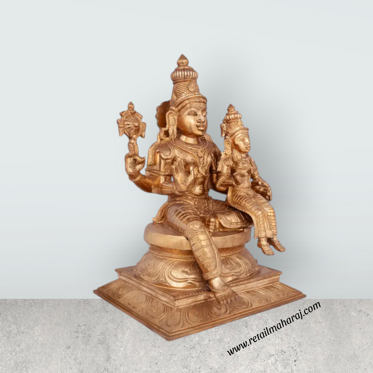 Lakshmi Narayanan Murti - 17 x 11 Inches | Panchaloham Statue / Laxmi Narayanan Idol / Decor For Home & Pooja - Retail Maharaj