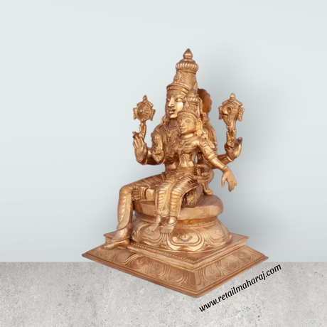 Lakshmi Narayanan Murti - 17 x 11 Inches | Panchaloham Statue / Laxmi Narayanan Idol / Decor For Home & Pooja - Retail Maharaj