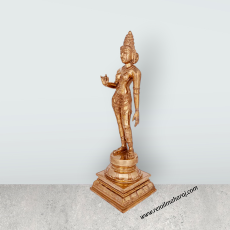 Sivagami Standing on Base Murti - 18 x 5.5 Inches | Panchaloha Idol/ Sivagami Statue/ Sivagami Idol for Pooja - Retail Maharaj