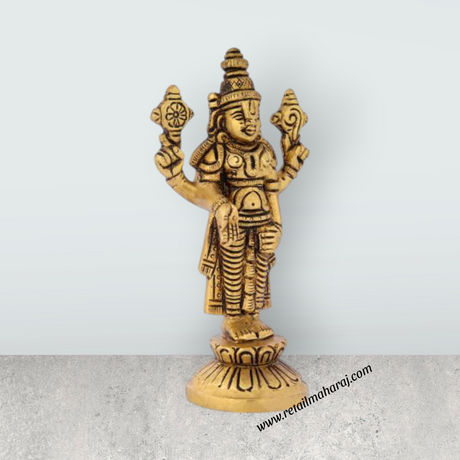 Balaji Standing - 5 Inches | Antique Brass Statue/ Balaji Idols for Pooja/ 375 Gms Approx - Retail Maharaj