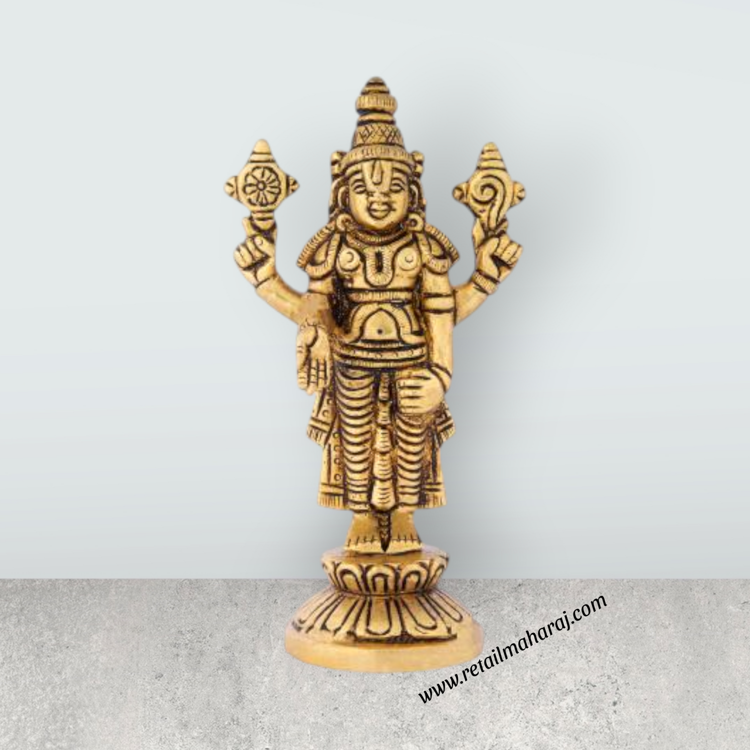 Balaji Standing - 5 Inches | Antique Brass Statue/ Balaji Idols for Pooja/ 375 Gms Approx - Retail Maharaj