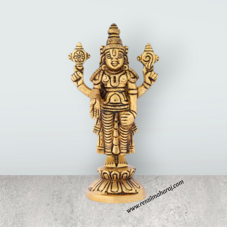 Balaji Standing - 5 Inches | Antique Brass Statue/ Balaji Idols for Pooja/ 375 Gms Approx - Retail Maharaj