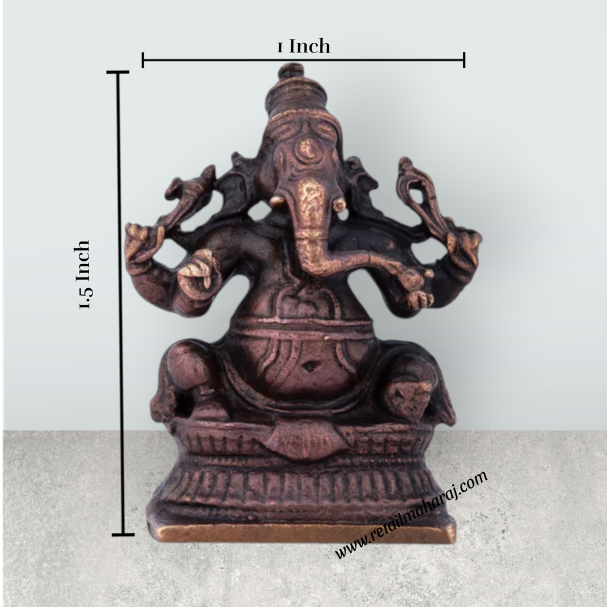 Ganesha Murti Statue – 1.5 x 1 Inches Copper Idol Vinayaka Idol for Pooja – 40 Gms Approx - Retail Maharaj
