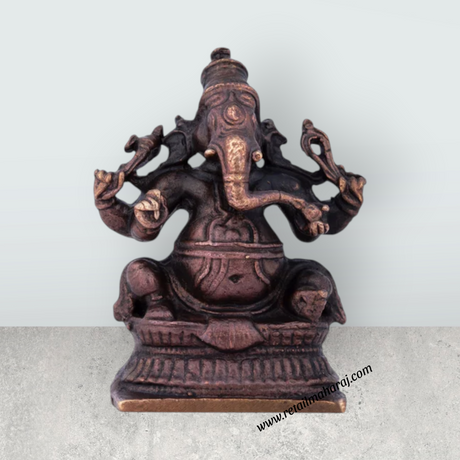 Ganesha Murti Statue – 1.5 x 1 Inches Copper Idol Vinayaka Idol for Pooja – 40 Gms Approx - Retail Maharaj