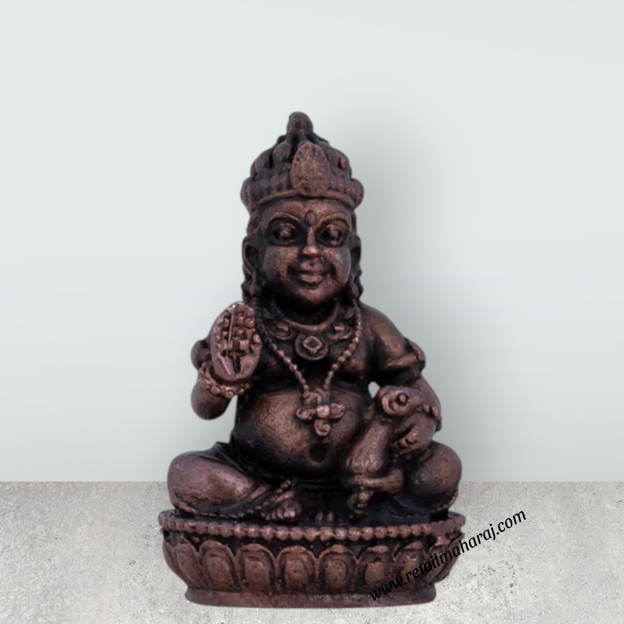 Kubera Statue - 1.5 x 1.25 Inches | Kuber Murti/ Copper Idol/ Kuberan Idol for Pooja/ 55 Gms Approx - Retail Maharaj