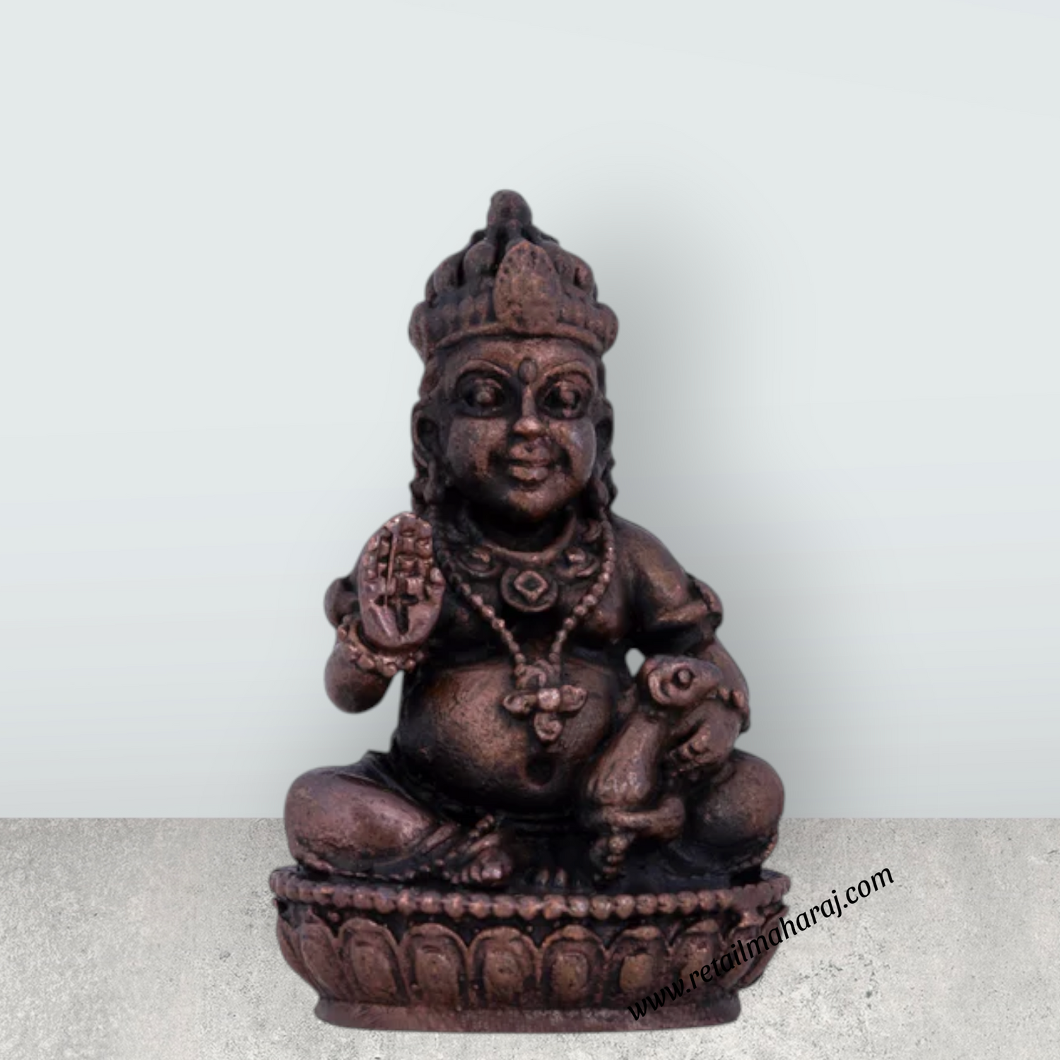 Kubera Statue - 1.5 x 1.25 Inches | Kuber Murti/ Copper Idol/ Kuberan Idol for Pooja/ 55 Gms Approx - Retail Maharaj