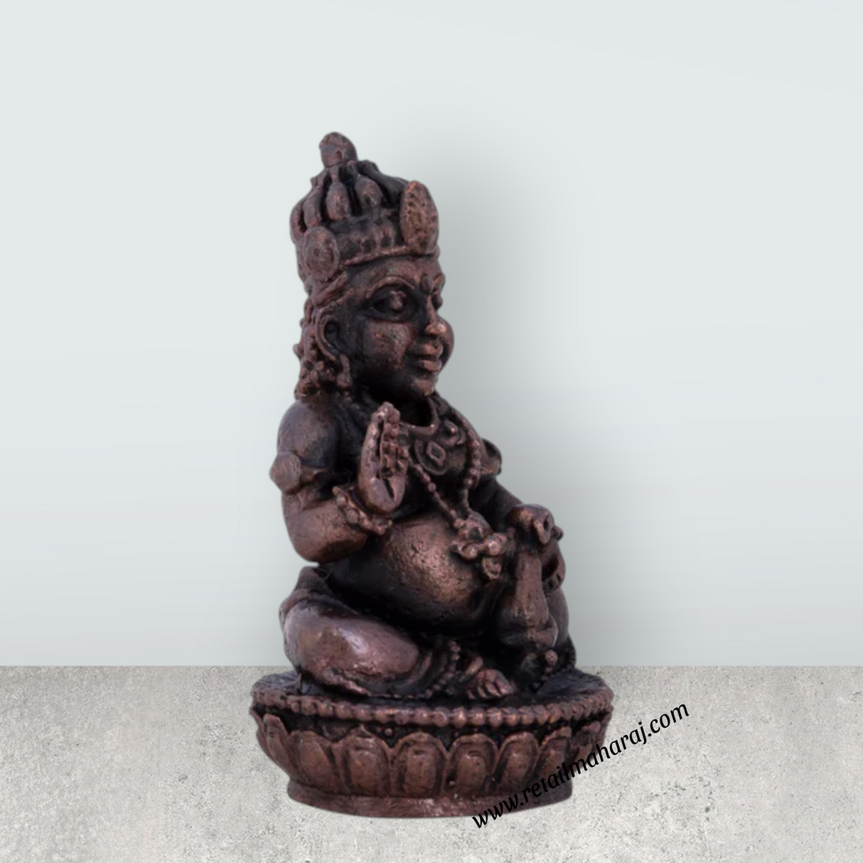 Kubera Statue - 1.5 x 1.25 Inches | Kuber Murti/ Copper Idol/ Kuberan Idol for Pooja/ 55 Gms Approx - Retail Maharaj