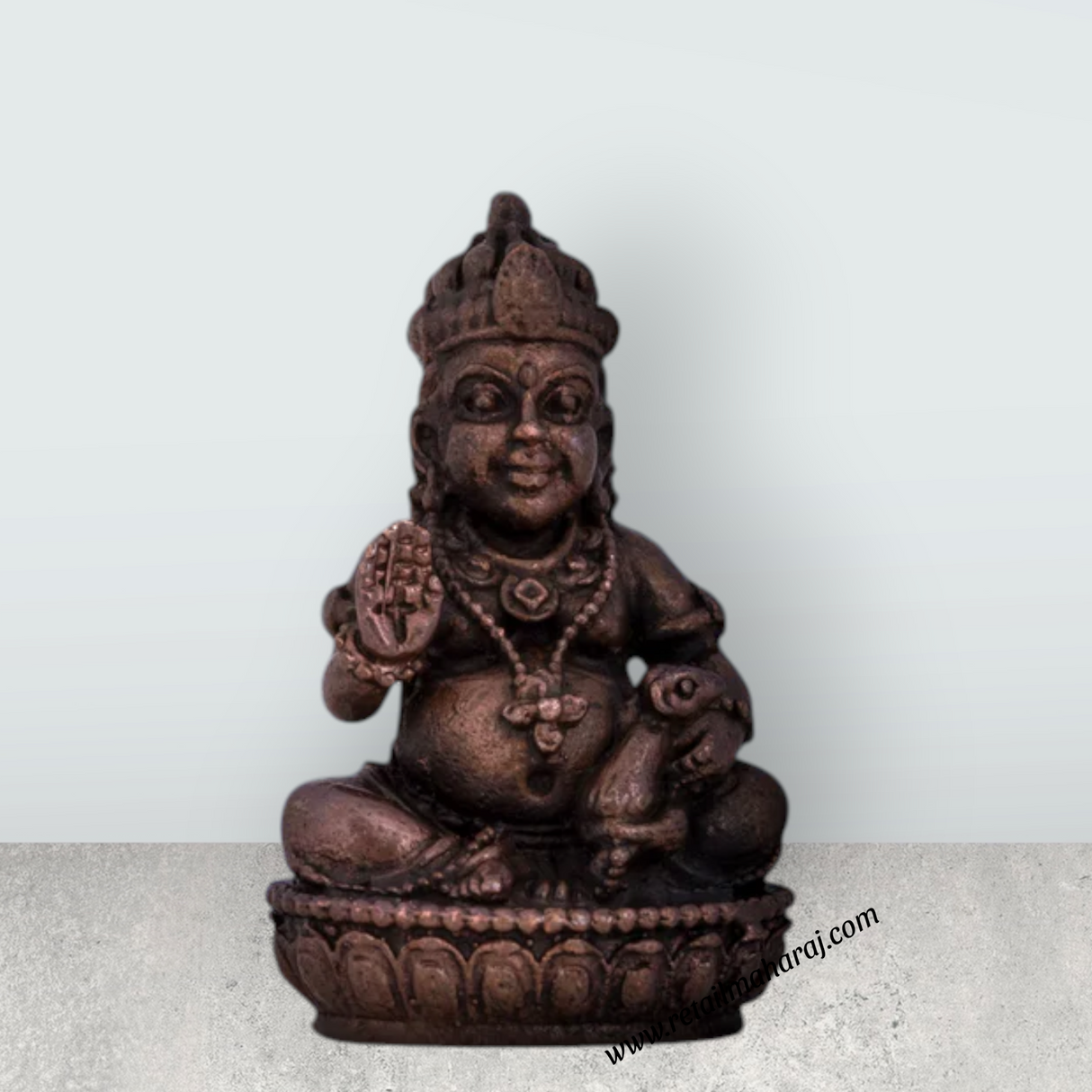 Kubera Statue - 1.5 x 1.25 Inches | Kuber Murti/ Copper Idol/ Kuberan Idol for Pooja/ 55 Gms Approx - Retail Maharaj