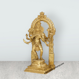 Narasimmar 8 Hand Standing With Arch On Base - 12 x 5.5 Inches | Bronze Statue/ Laxmi Narasimha Idol for Pooja - Retail Maharaj