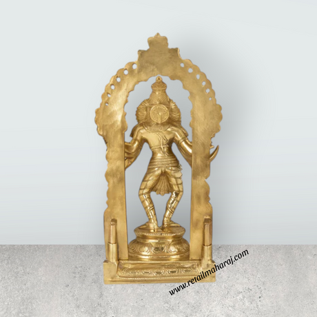 Narasimmar 8 Hand Standing With Arch On Base - 12 x 5.5 Inches | Bronze Statue/ Laxmi Narasimha Idol for Pooja - Retail Maharaj