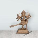 Arumugam Murugan Sitting on Peacock on Base Murti - 10 x 9 Inches | Bronze Idol/ Murugan Statue For Home & Pooja - Retail Maharaj
