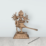 Arumugam Murugan Sitting on Peacock on Base Murti - 10 x 9 Inches | Bronze Idol/ Murugan Statue For Home & Pooja - Retail Maharaj