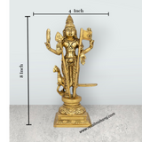 Mayil Murugan Statue – Antique Brass Peacock Murugan Silai for Pooja (8 x 4 Inches | Approx. 1.125 Kg) - Retail Maharaj