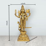 Mayil Murugan Statue - 8 x 4 Inches | Antique Brass Idol/ Peacock Murugan Silai for Pooja/ 1.125 Kgs Approx - Retail Maharaj