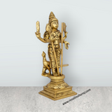 Mayil Murugan Statue – Antique Brass Peacock Murugan Silai for Pooja (8 x 4 Inches | Approx. 1.125 Kg) - Retail Maharaj