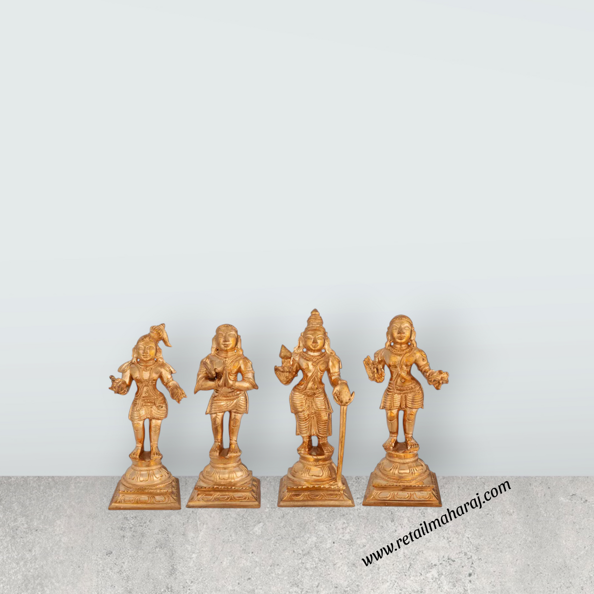 Naalvar Set- 5.75 x 2.25 Inches | Panchaloha Idol/ Appar/ Sundarar/ Sambandar/ Manikavasagar/ Nalvar Idols for Pooja - Retail Maharaj