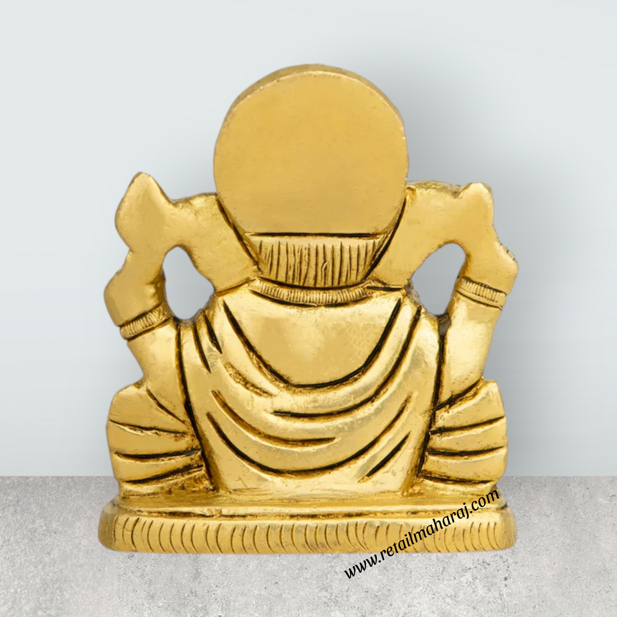 Ganesh Murti Sitting On Base - 3.5 x 2.5 Inches | Antique Brass Idol/ Ganpati Murti for Pooja - Retail Maharaj