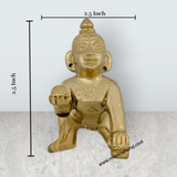 Crawling Krishna Murti – 2.5 X 2.5 Inches Brass Idol Laddu Gopal Murti Krishna Idol For Divine Blessings - Retail Maharaj